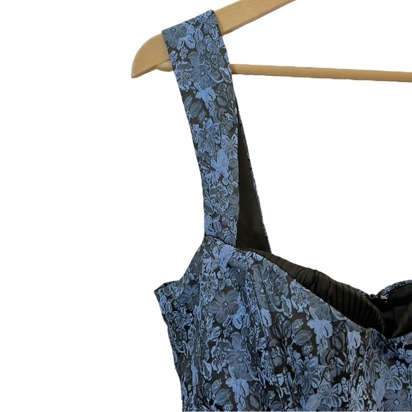 Lulus Size Large Blue Jacquard Floral Mini Cocktail Bustier Sleeveless Dress - Picture 7 of 12